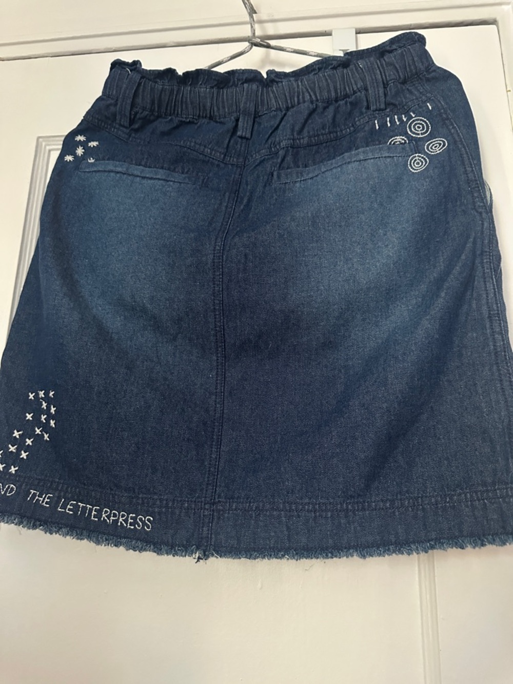 Pilcro Navy Embroidered Denim Mini Skirt -Preloved - Picture 9 of 15